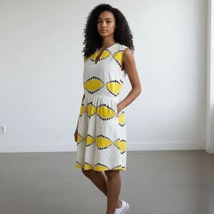 Cynthia Rowley White and Yellow Midi Dress